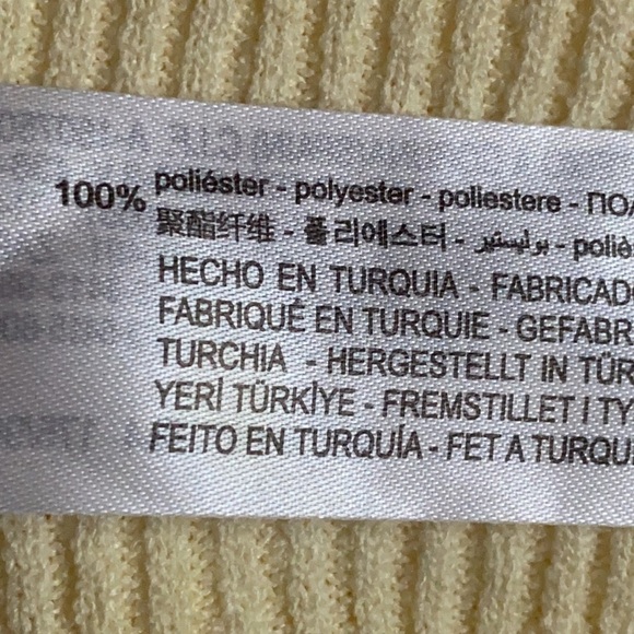 NWT. Zara Light Yellow Knit Long Pointelle Jumpsuit. Size L. - Picture 5 of 6